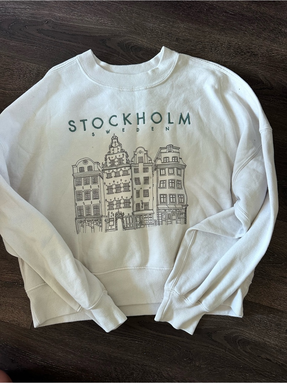 Abercrombie & Fitch White Graphic Stockholm Crewneck